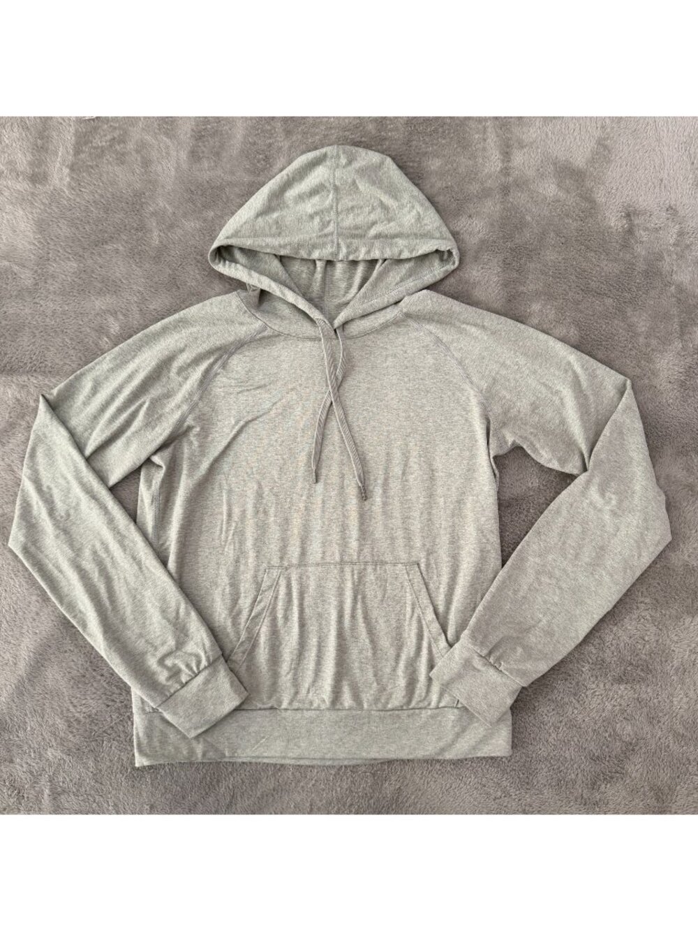 Quince Flowknit Pullover Hoodie Womens SMALL Heather Aloe Thumb Holes